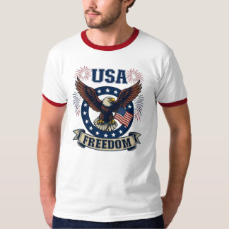 T-shirt Aigle américain patriotique homme à sonnerie USA F