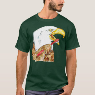 T-shirt Aigle chauve brossant dents bain aquarelle