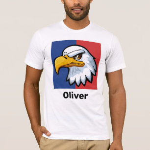 T-shirt Aigle de dessin animé patriotique personnalisé en