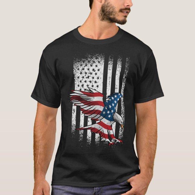 T-shirt Aigle du drapeau américain 4 juillet fête de l'ind (Devant)