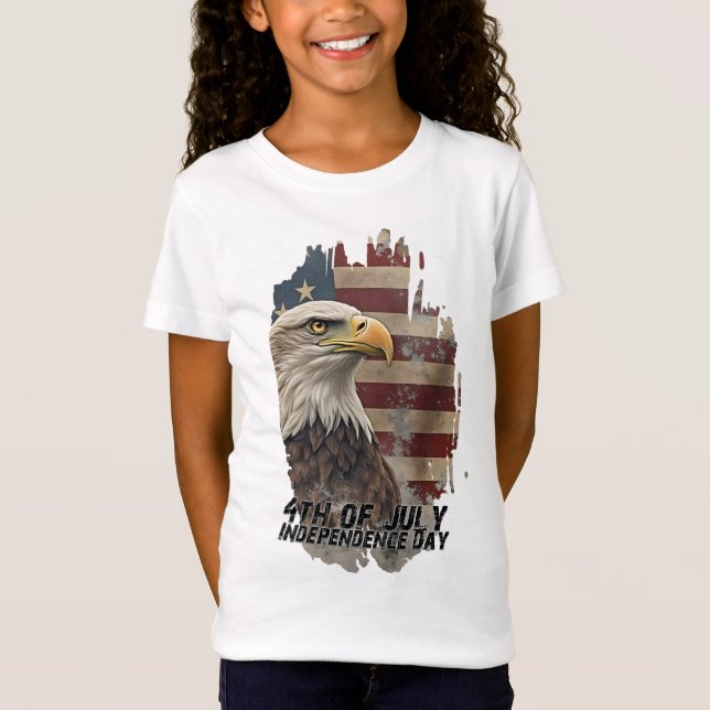 T-Shirt Aigle et drapeau majestueux - Esprit de liberté (Devant)