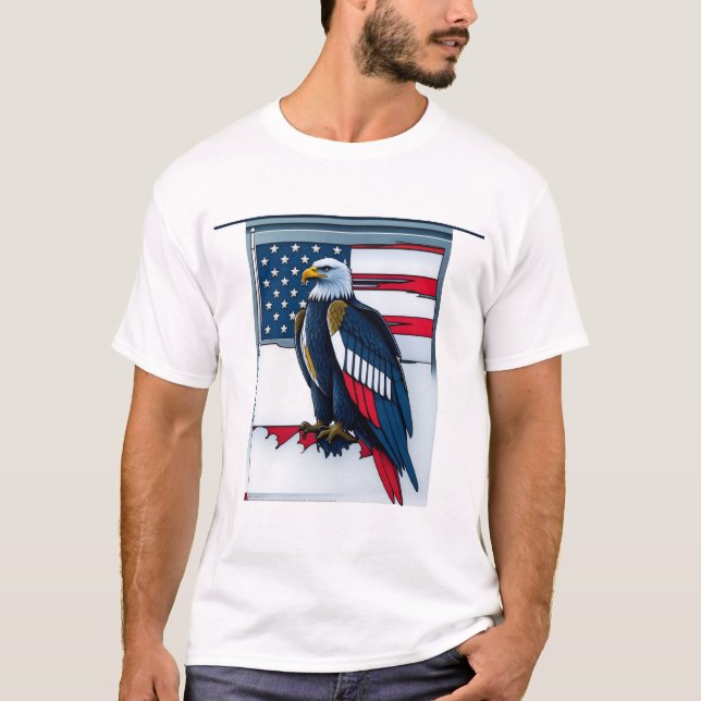 T-shirt Aigle et drapeau patriotiques (Devant)