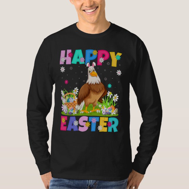 T-shirt Aigle Oiseau Joyeux Lapin de Pâques Aigle Pâques S (Devant)