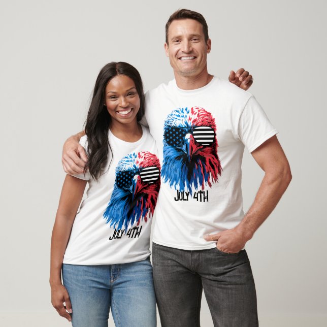 T-shirt Aigle patriotique avec lunettes de soleil à drapea (Unisexe)