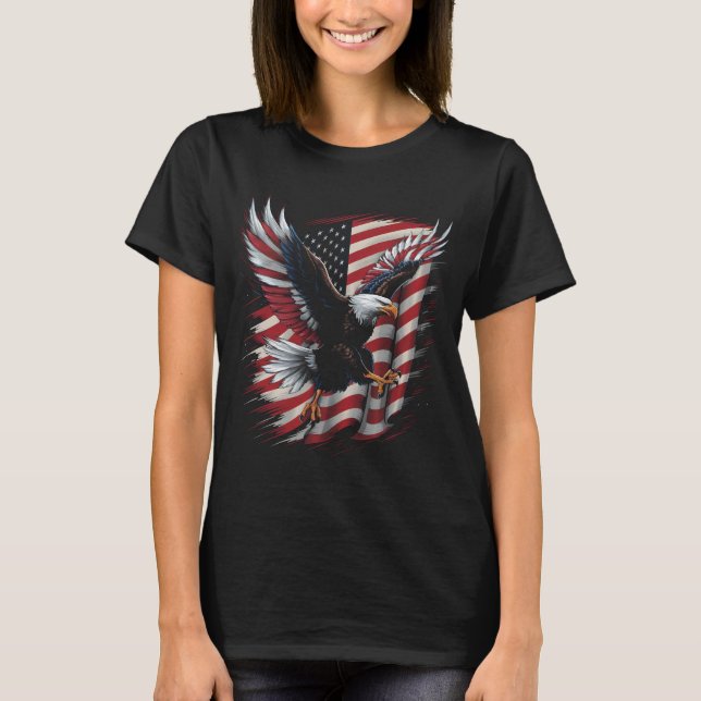 T-shirt Aigle patriotique de l'aigle à drapeau américain 4 (Devant)
