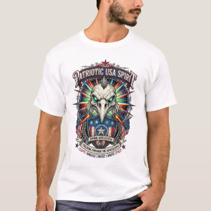 T-shirt Aigle Patriotique Fin Du Monde Crâne Zombie Apocal