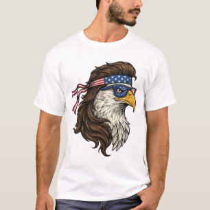 T-shirt Aigle Patriotique Mullet Gravure Vintage Vecteur D