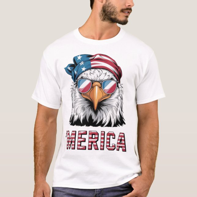 T-shirt Aigle patriotique portant des lunettes de soleil C (Devant)