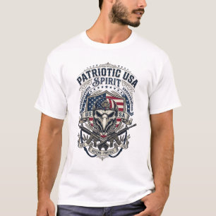 T-shirt Aigle Tactique Patriotique Crâne Inspiré Militaire