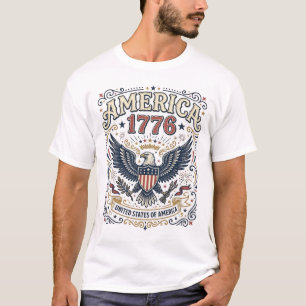 T-shirt Aigle Vintage Amérique 1776 Patriotique