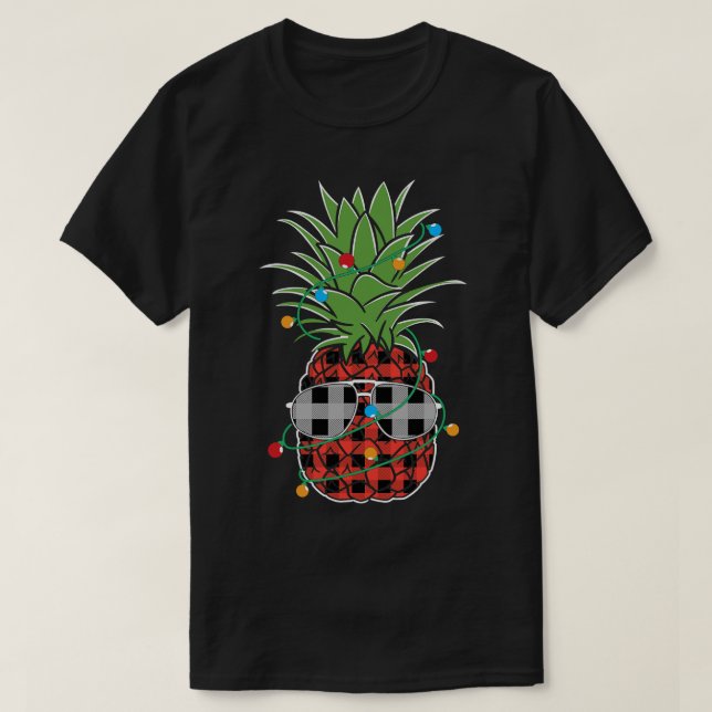 T-shirt Aiguille de Noël Lumières Red Plaid Sunglass (Design devant)