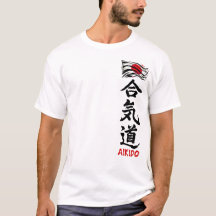 T-Shirt Aikido Kanji avec drapeau japonais