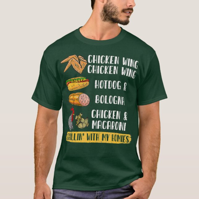 T-shirt Aile de poulet Aile de poulet Hotdog et Bologne (Devant)