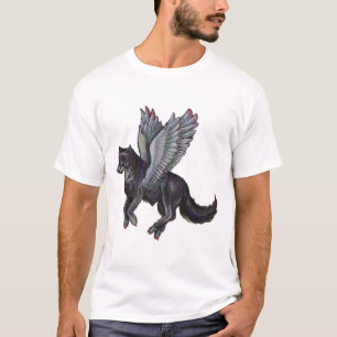 T-shirt Ailes canines de vol de loups noirs gris de loup 
