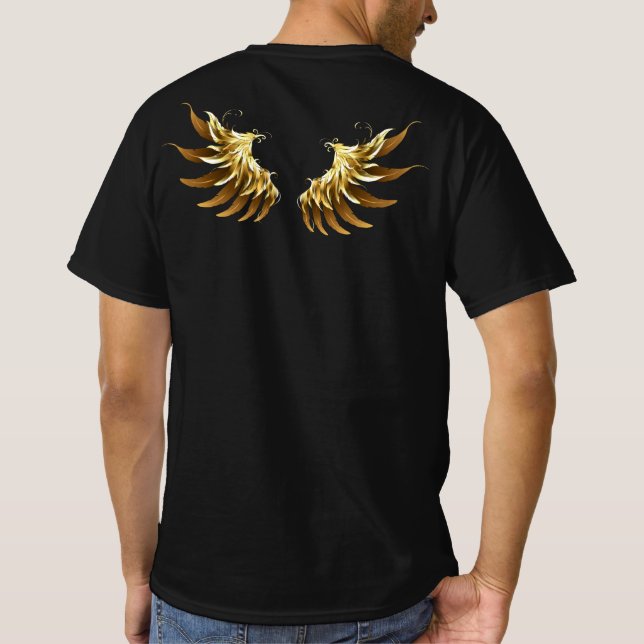 T-shirt Ailes d'Ange d'or sur arrière - plan noir (Dos)