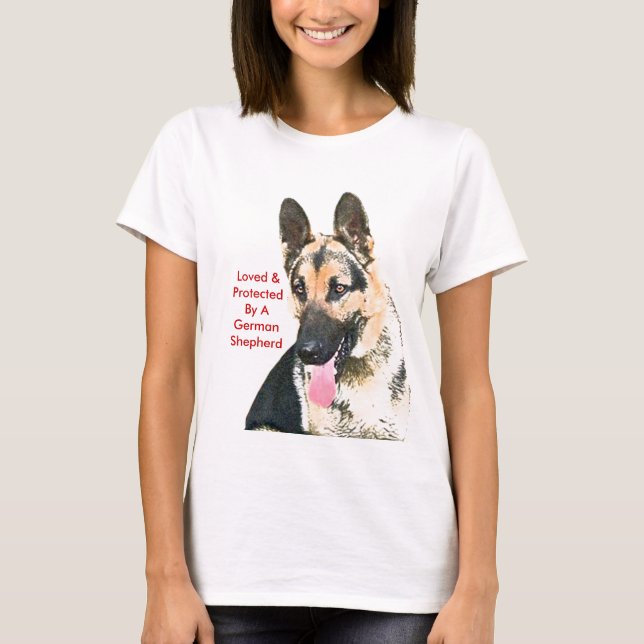 T-shirt Aimé et protégé par un berger allemand (Devant)