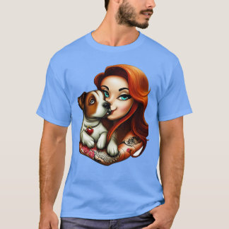 T-shirt Aime les chiens famille