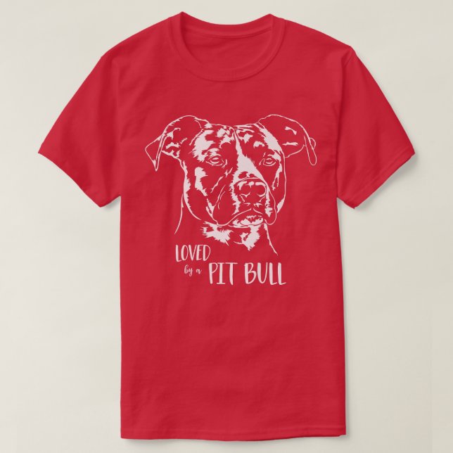 T-shirt Aimé par une mère de chien Pit Bull disant  (Design devant)