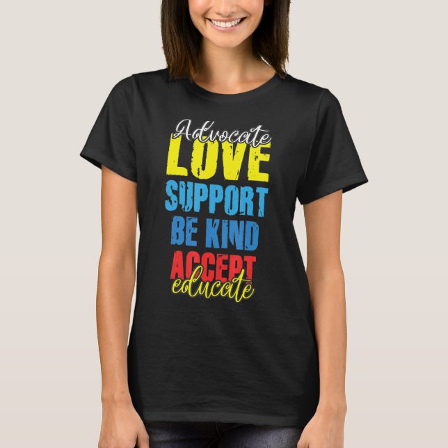 T-shirt Aimer Aidez Support Acceptez Être Autisme Aime (Devant)