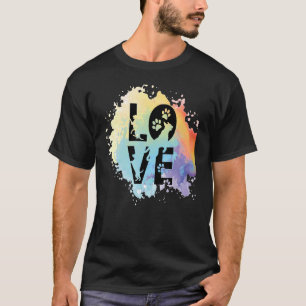 T-shirt Aimer Chien Paw Coeur Aimer Peinture couleur pour 