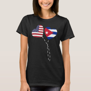 T-shirt Aimer Cuba USA Drapeau Coeur Cubains Américains Ai