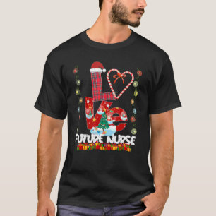 T-shirt Aimer Futur Infirmière Santa Hat Candy Xmas Pajama