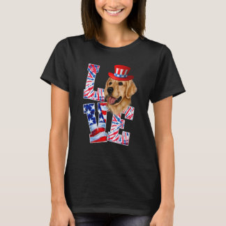 T-shirt Aimer Golden Retriever 4 juillet chien patriotique