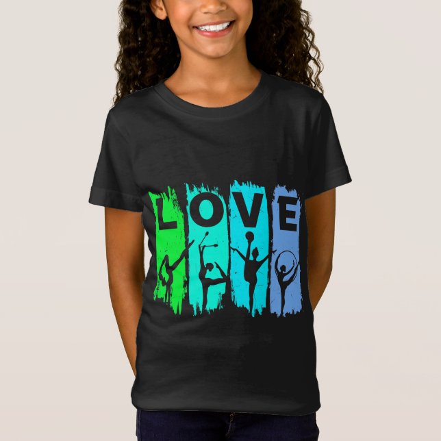 T-Shirt Aimer Gymnastique rythmique en bleu et vert (Devant)