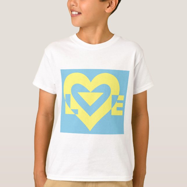 T-shirt Aimer jaune sur bleu (Devant)