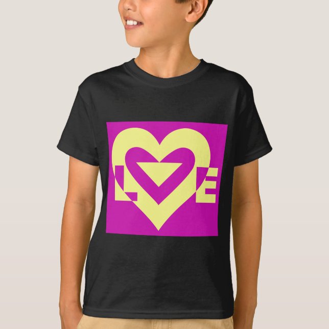 T-shirt Aimer Jaune sur violet (Devant)