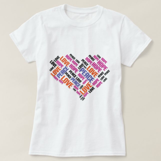 T-shirt AIMER LA PAIX ESPOIR Chic Word Cloud élégant (Design devant)