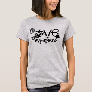 T-shirt Aimer ma Marine Militaire Petite amie Armée Patri