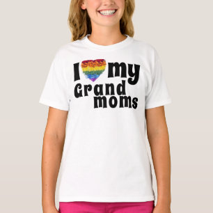 T-shirt Aimer mes grandes mamans forme coeur Fleurs de fie