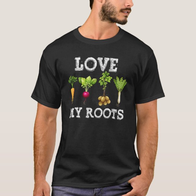 T-shirt Aimer mes racines Légumes et jardinage Vegan Veget (Devant)