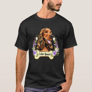 T-shirt Aimer Mon Cocker Spaniel Chien Floral