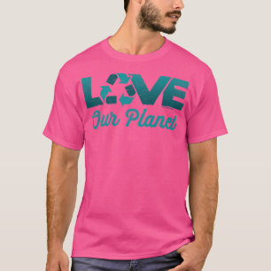 T-shirt Aimer Notre Planète Réutiliser Recycle en Sage Blu