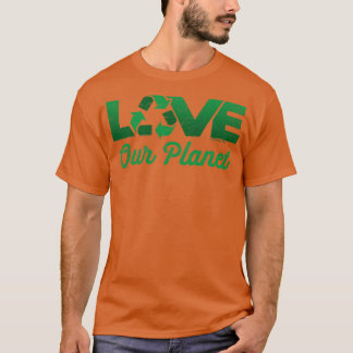 T-shirt Aimer Notre Planète Réutiliser Recycle en Vert