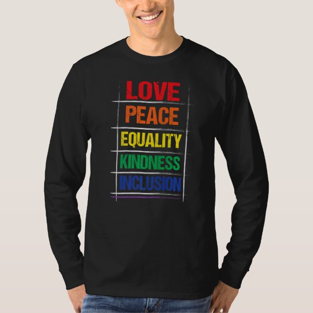 T-shirt Aimer Paix Égalité Jolie Inclusion Arc En Ciel Lgb (Devant)