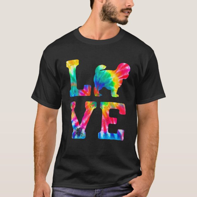 T-shirt Aimer Peekapoo Tie Dye Chien Maman Papa (Devant)