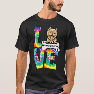 T-shirt Aimer Pomeranian Tie Dye Chien arc-en-ciel