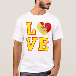 T-shirt AIMER Sicile Sicilienne Trinacria comme O in Love
