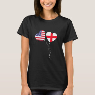 T-shirt Aimer Usa Angleterre Drapeau Coeur Anglais América