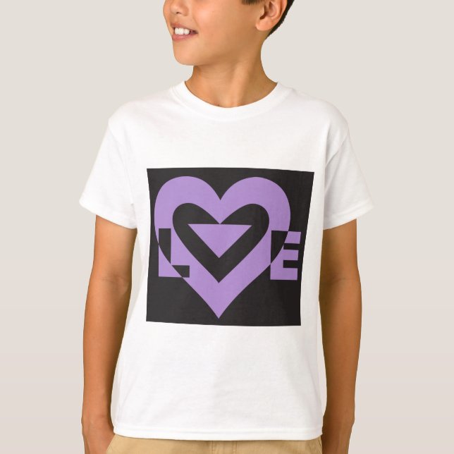 T-shirt Aimer violet sur noir (Devant)