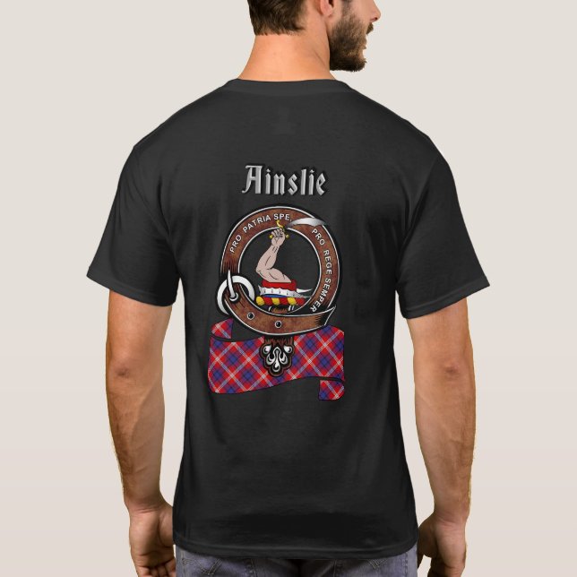 T-shirt Ainslie Clan Badge & Tartan (dos) (Dos)