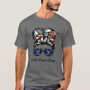 T-shirt Air Force Maman Messy Bun Lunettes de soleil maman