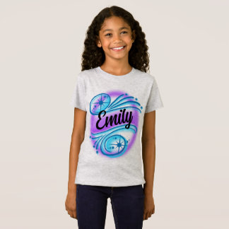 T-Shirt Airbrused Nom personnalisé Lumière Purple et Fille