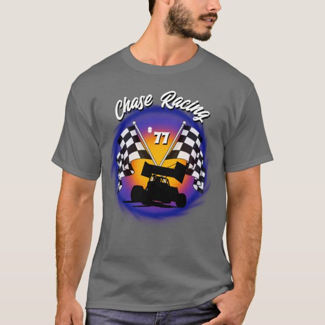 T-shirt Airbrush sprint voiture personnalisée Chemise (Devant)