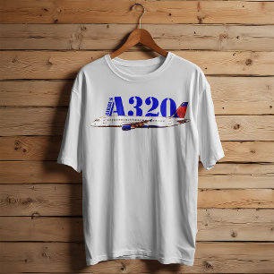 T-shirt Airbus a320 Dessin à l'aquarelle d'avion