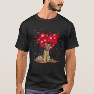 T-shirt Airedale Amoureux des chiens Forme cardiaque Aired