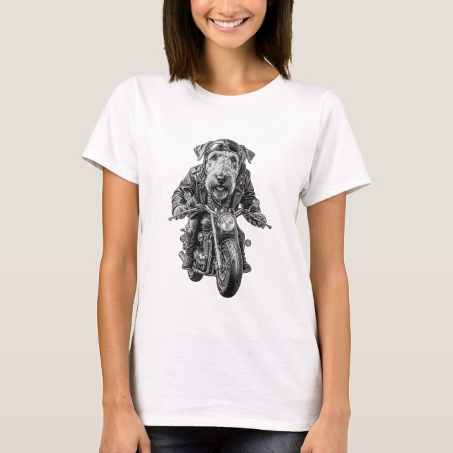 T-shirt Airedale Terrier Biker (Devant)